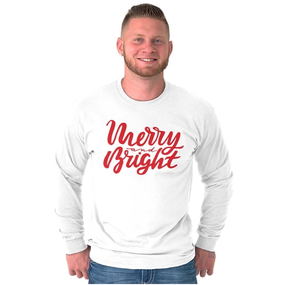 Classic Christmas Merry and Bright Long Sleeve TShirt Men Women Brisco Brands S