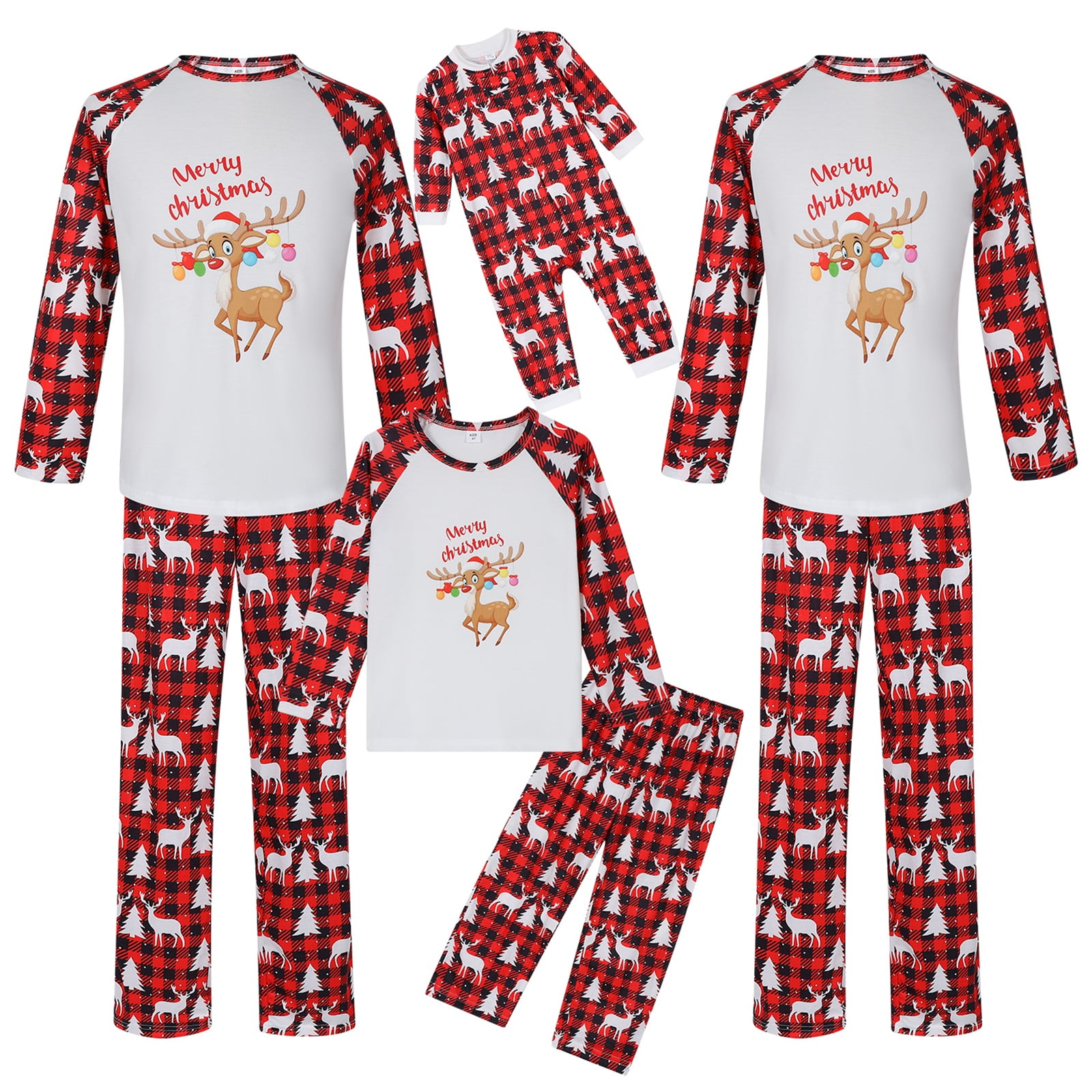 PatPat Mens Pjs Christmas Allover Reindeer Print Family Matching Pajamas Sets Flame Resistant Walmart