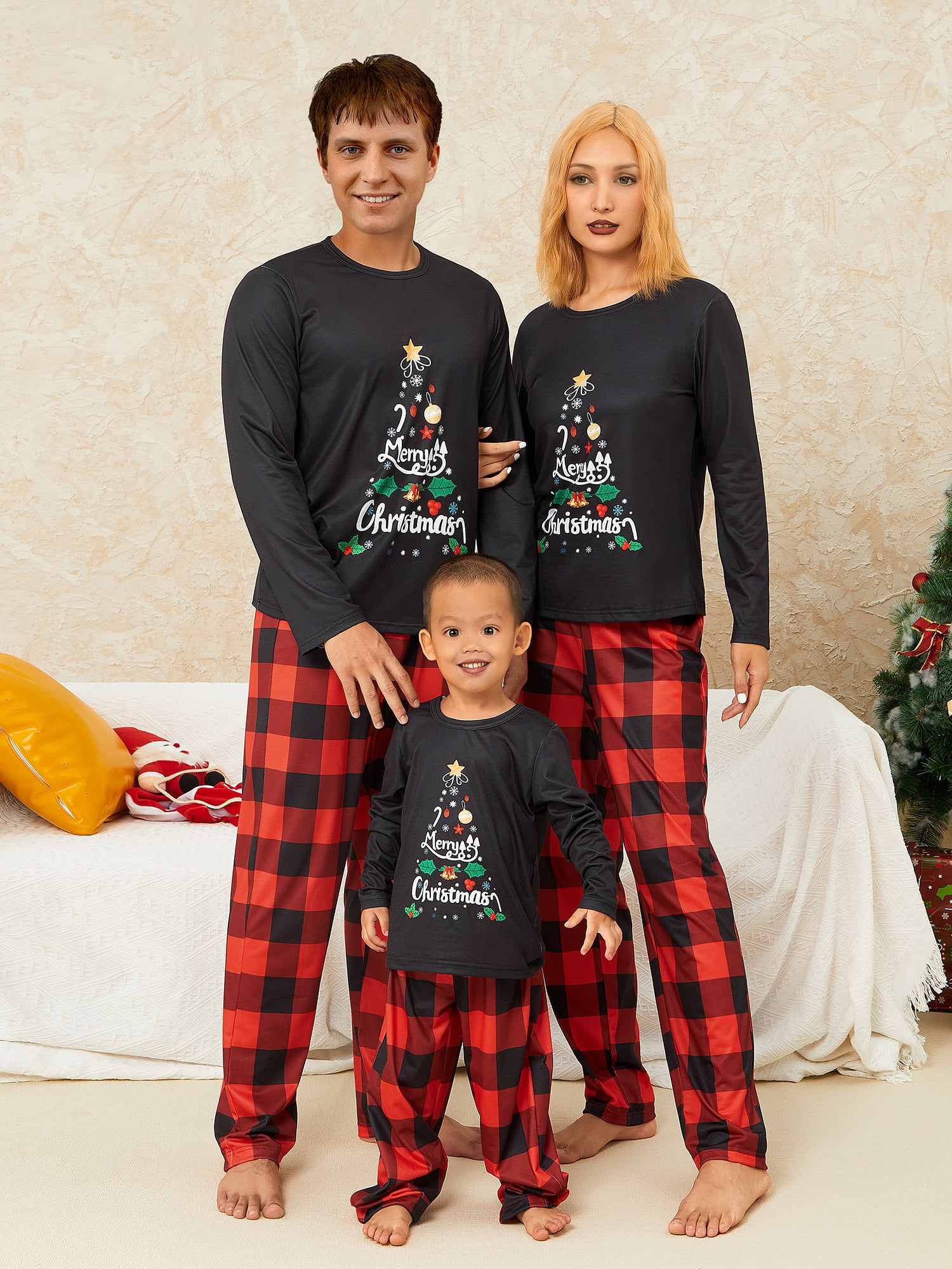 Classic Christmas Pajamas For Family Matching Pajamas For Couples and Kids, Plaid