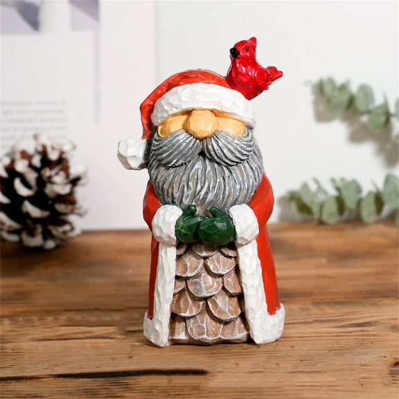 Classic Christmas Santa Claus Statue,Cute Tabletop Santa Claus Figurine,Resin Carved Santa Sculptures Figures for Home Garden Outdoor Indoor Housewarming Decoration
