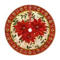 Classic Christmas Tree Skirt 48 Inches with Snow Pattern Plush Soft Tree Mat for Xmas Party Decorations Holiday Indoor Outdoor Festive Home Decor and Celebration