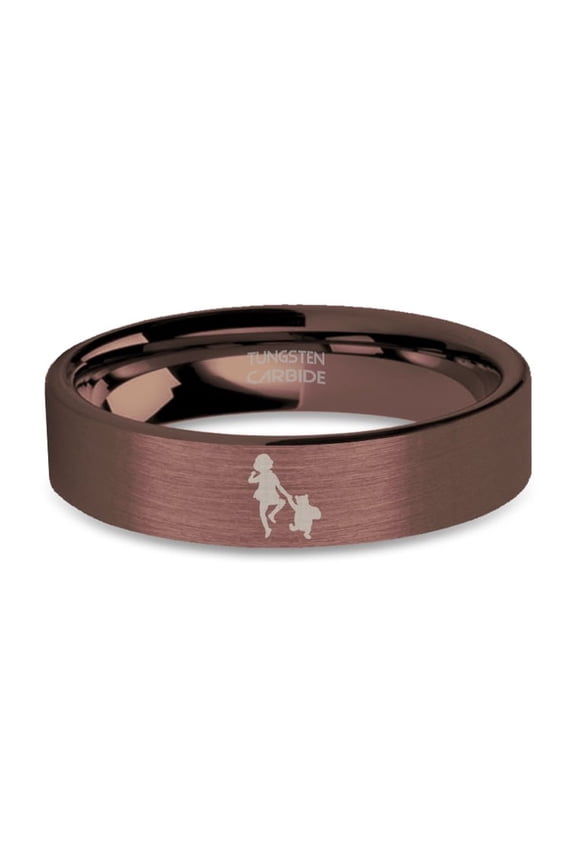 Classic Christopher Robin Pooh Rustic Brown Brushed Tungsten Ring, 6mm, Size 10