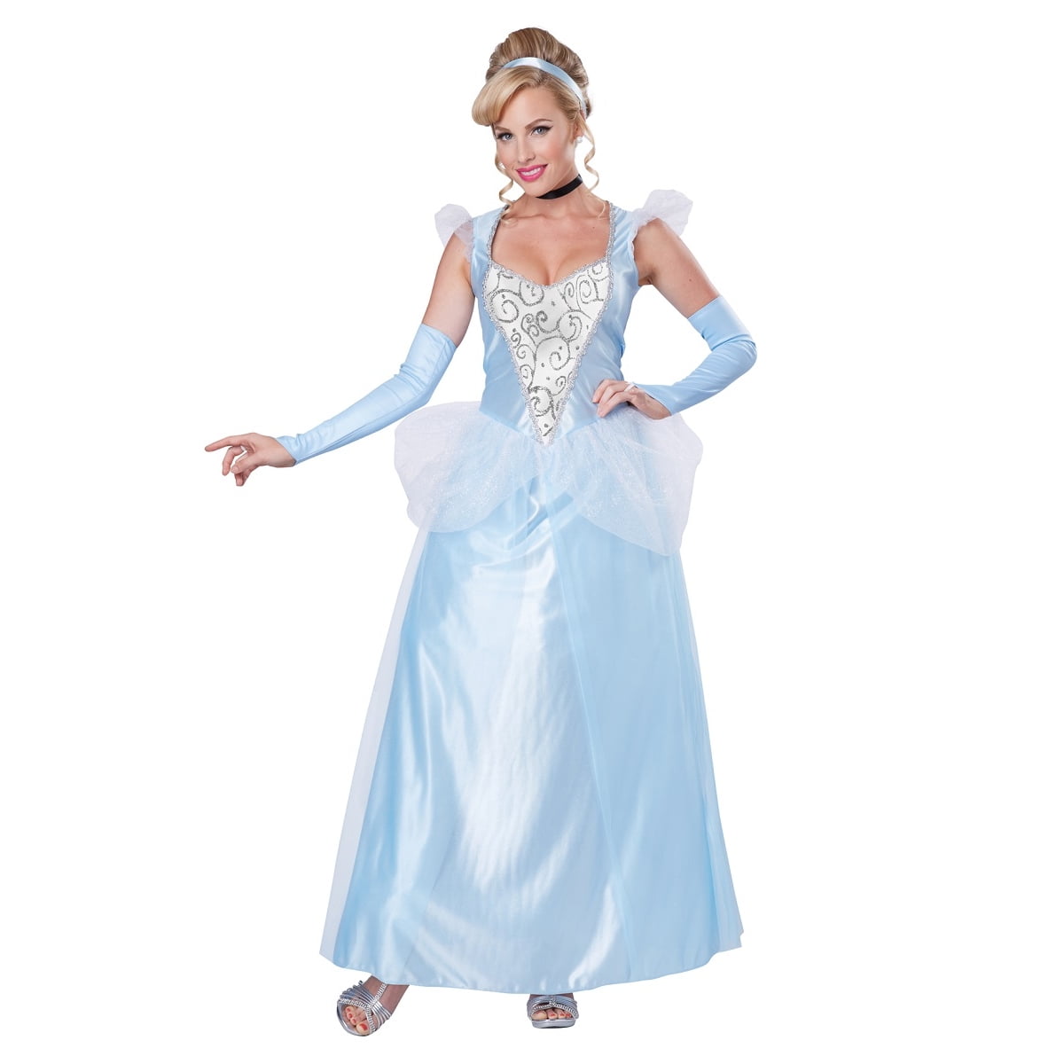 Classic Cinderella Womens Costume Disney Princess Fairy Tale Blue Gown ...