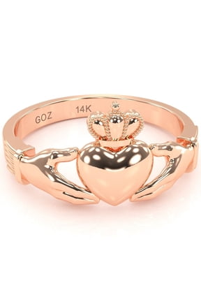 Classic Claddagh Ring Crafted In Solid 14k Rose Gold