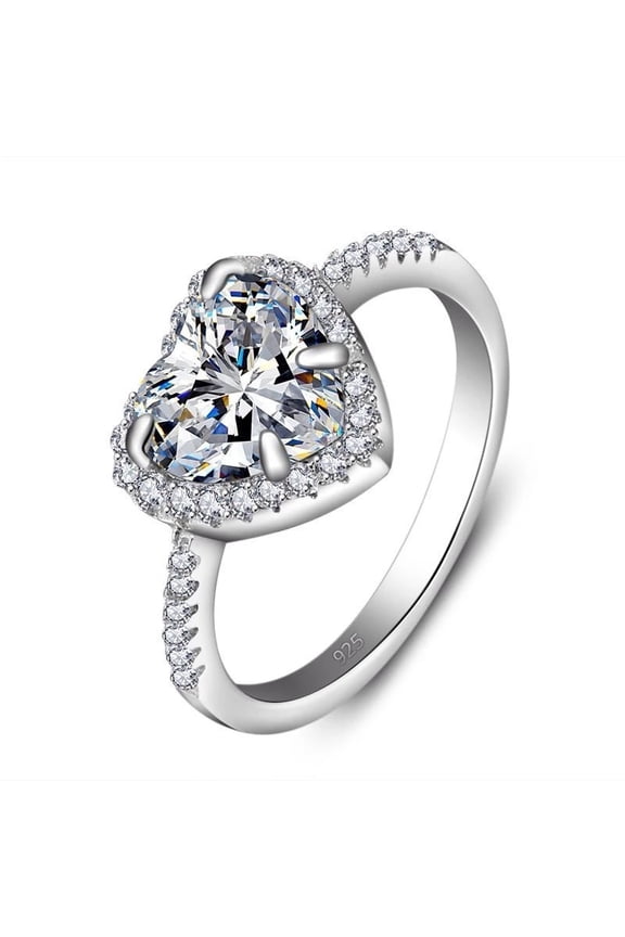 Classic Claw Design Cute Banquet Wedding Rings for Women Dazzling Heart Zircon Banquet Engagement Ring Trendy Jewelry