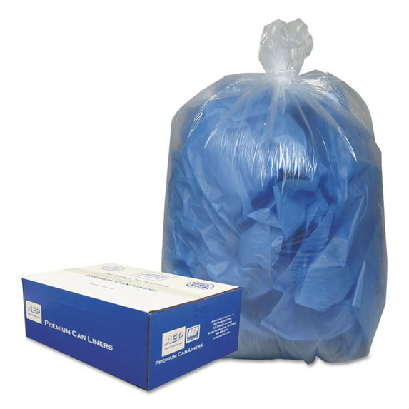 60 Gallon 0.9 mil 38 in. x 58 in. Linear Low-Density Can Liners - Clear (10 Bags/Roll, 10 Rolls/Carton)