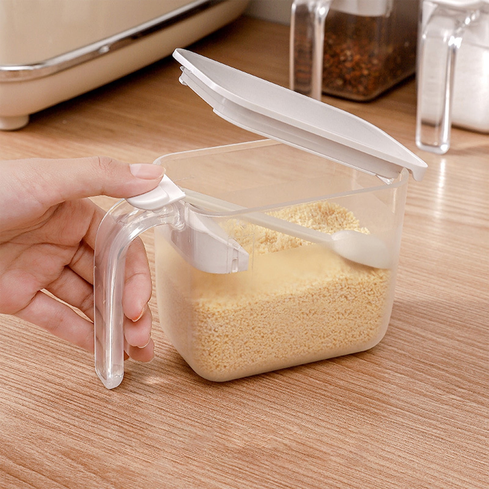 Classic Clear Glass Sugar Bowl with Lid Serving Spoon Salt Pot Pepper ...