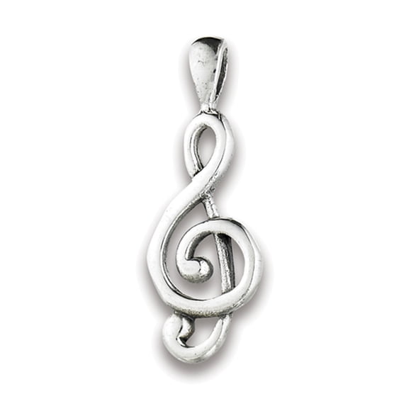 Classic Clef Note Pendant .925 Sterling Silver Musician Charm Jewelry Female Unisex