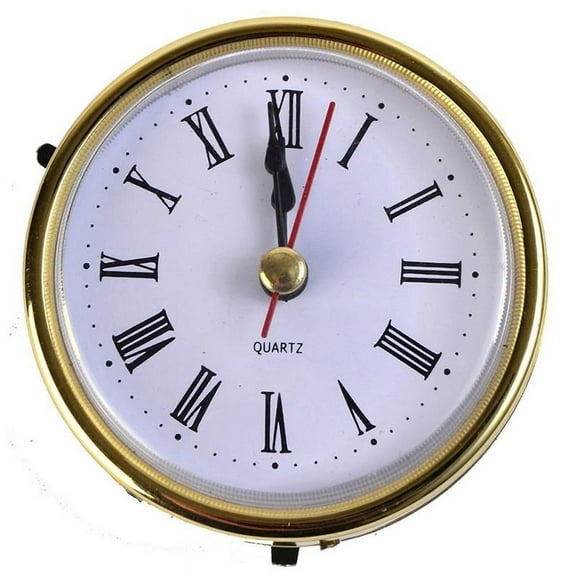 Classic Clock Craft Quartz Movement 2-1/2 Inch Round Clocks Head Insert Roman Number with Gold Trim Decorations, Roman Numeral, White Face