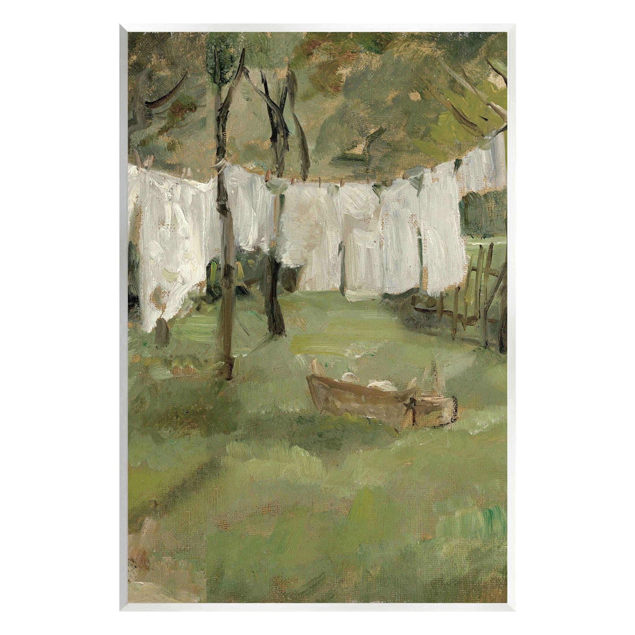 Classic Clothesline Yard Scene Landscape Painting Unframed Art Print Wall Art
