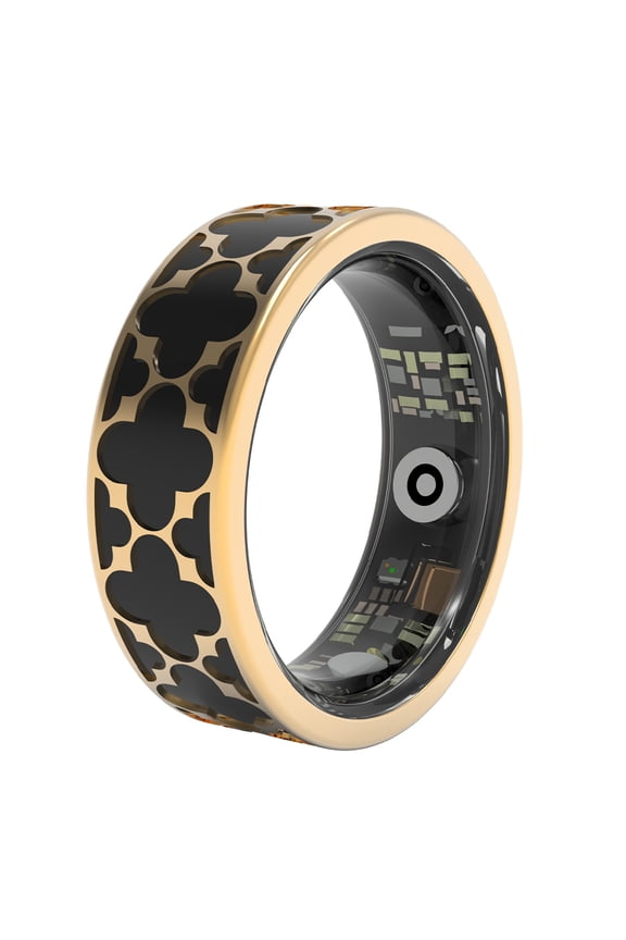 Classic Clover Fashion Ring, Unisex, 5ATM Waterproof, All-Day Wearable, Family Data Sharing, Compatible with iOS & Android, Black