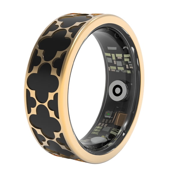 Classic Clover Fashion Ring, Unisex, 5ATM Waterproof, All-Day Wearable, Family Data Sharing, Compatible with iOS & Android, Black
