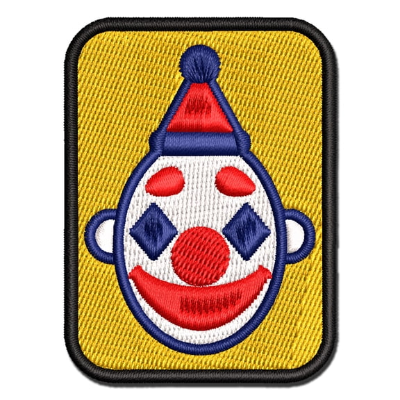 Classic Clown Head Circus Carnival Applique Multi-Color Embroidered Iron-On Patch - 2.0 Inch Mini