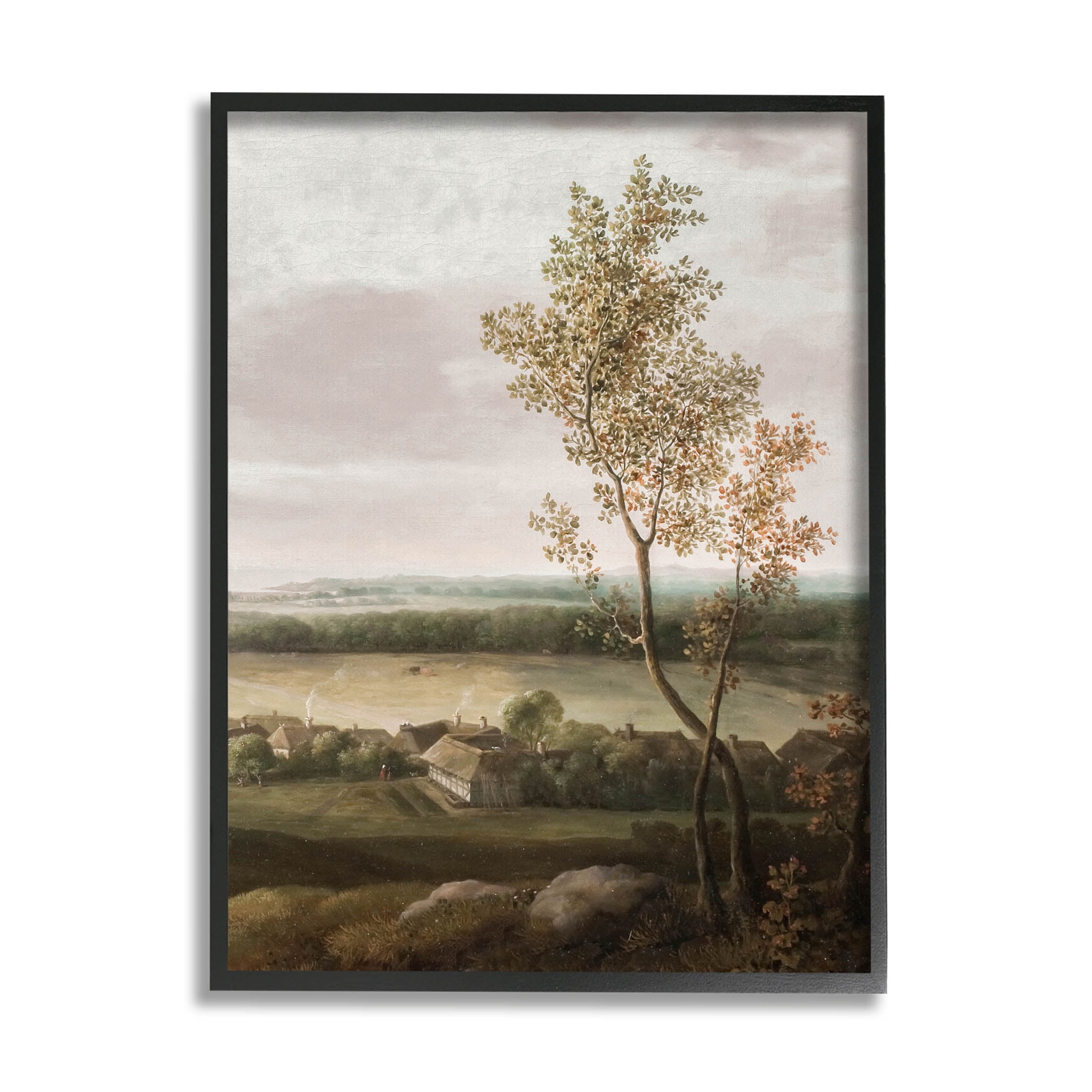 Classic Coastal House Nature Painting Landscape Painting Black Framed Art Print Wall Art
