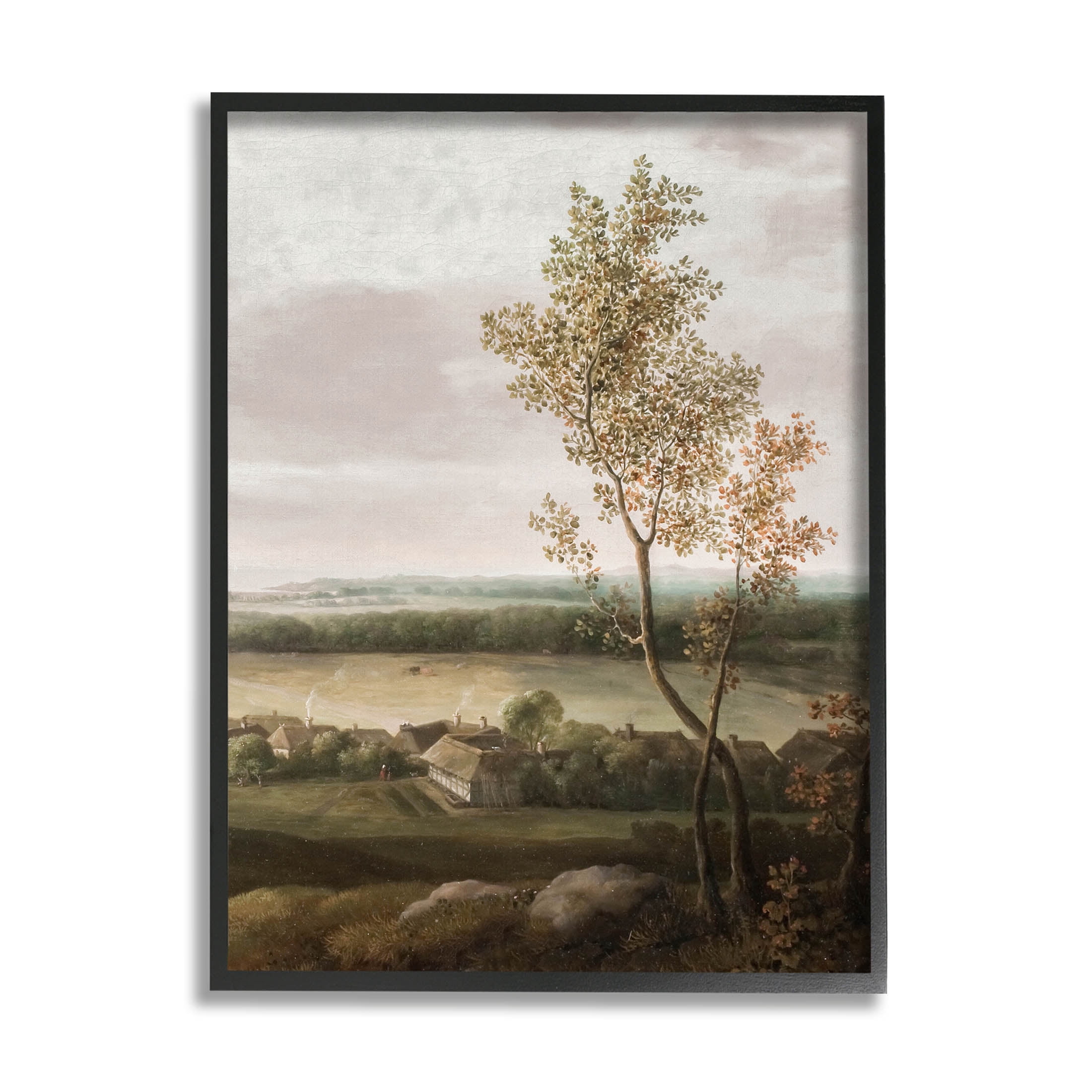 Classic Coastal House Nature Painting Landscape Painting Black Framed Art Print Wall Art