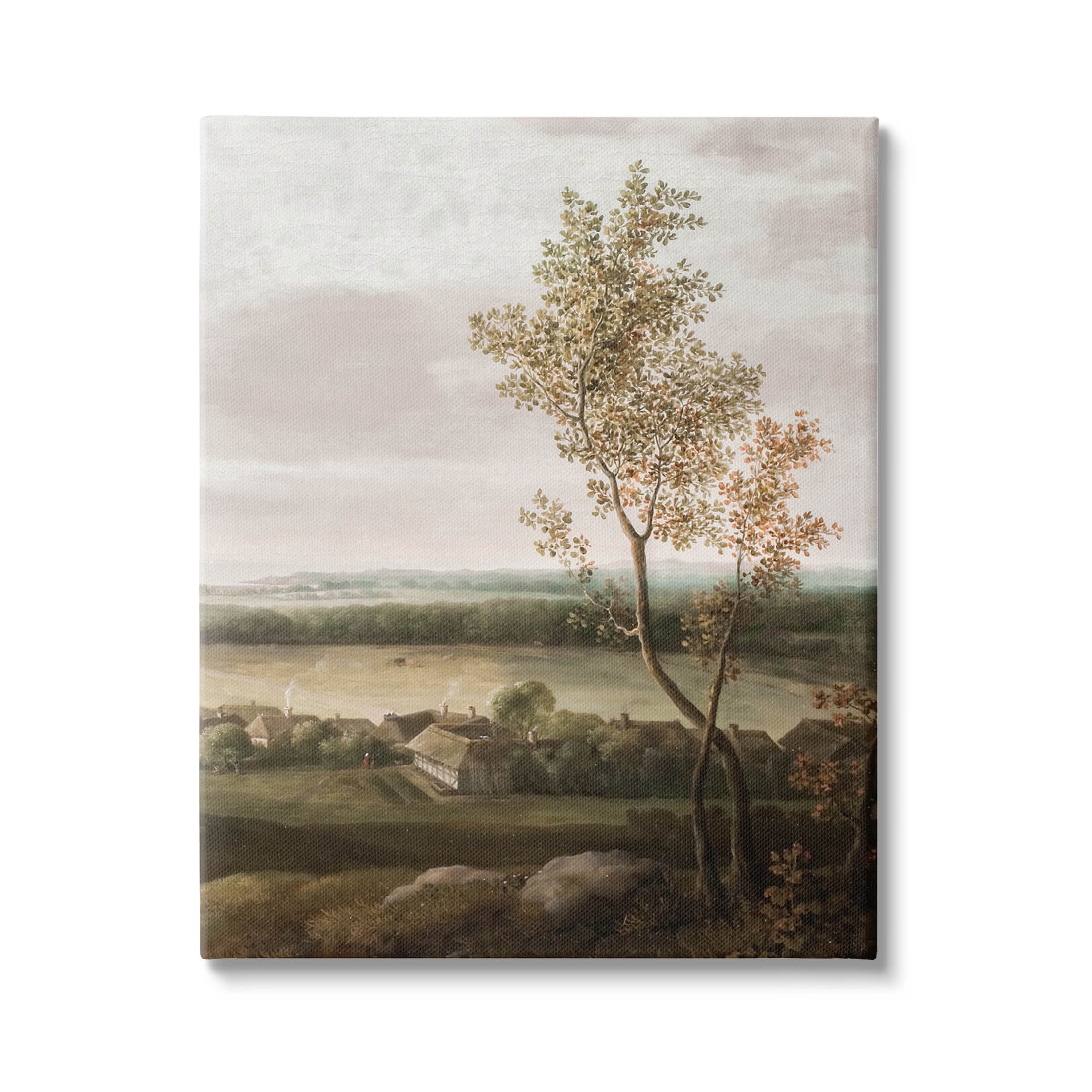 Classic Coastal House Nature Painting Landscape Painting Gallery Wrapped Canvas Print Wall Art