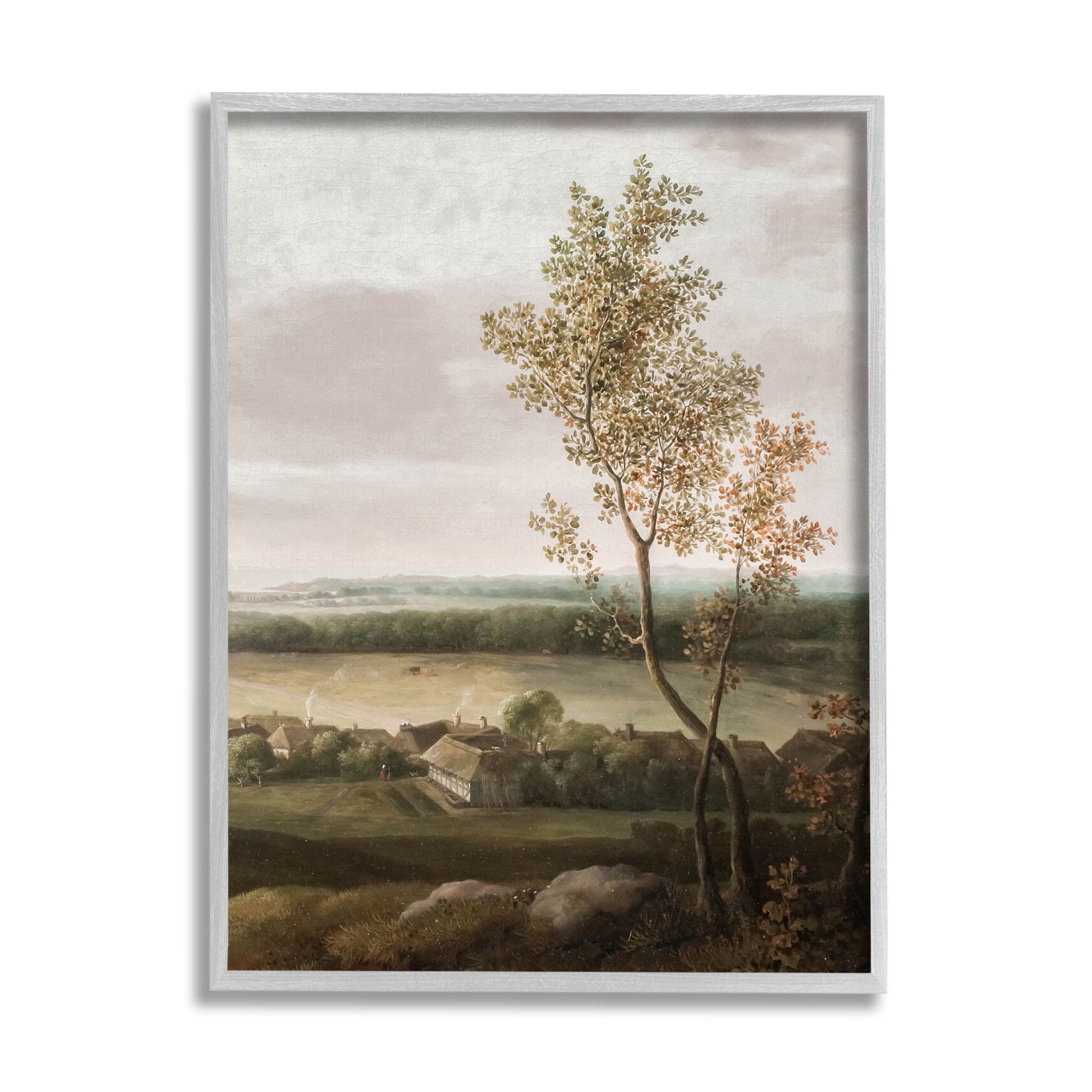 Classic Coastal House Nature Painting Landscape Painting Gray Framed Art Print Wall Art
