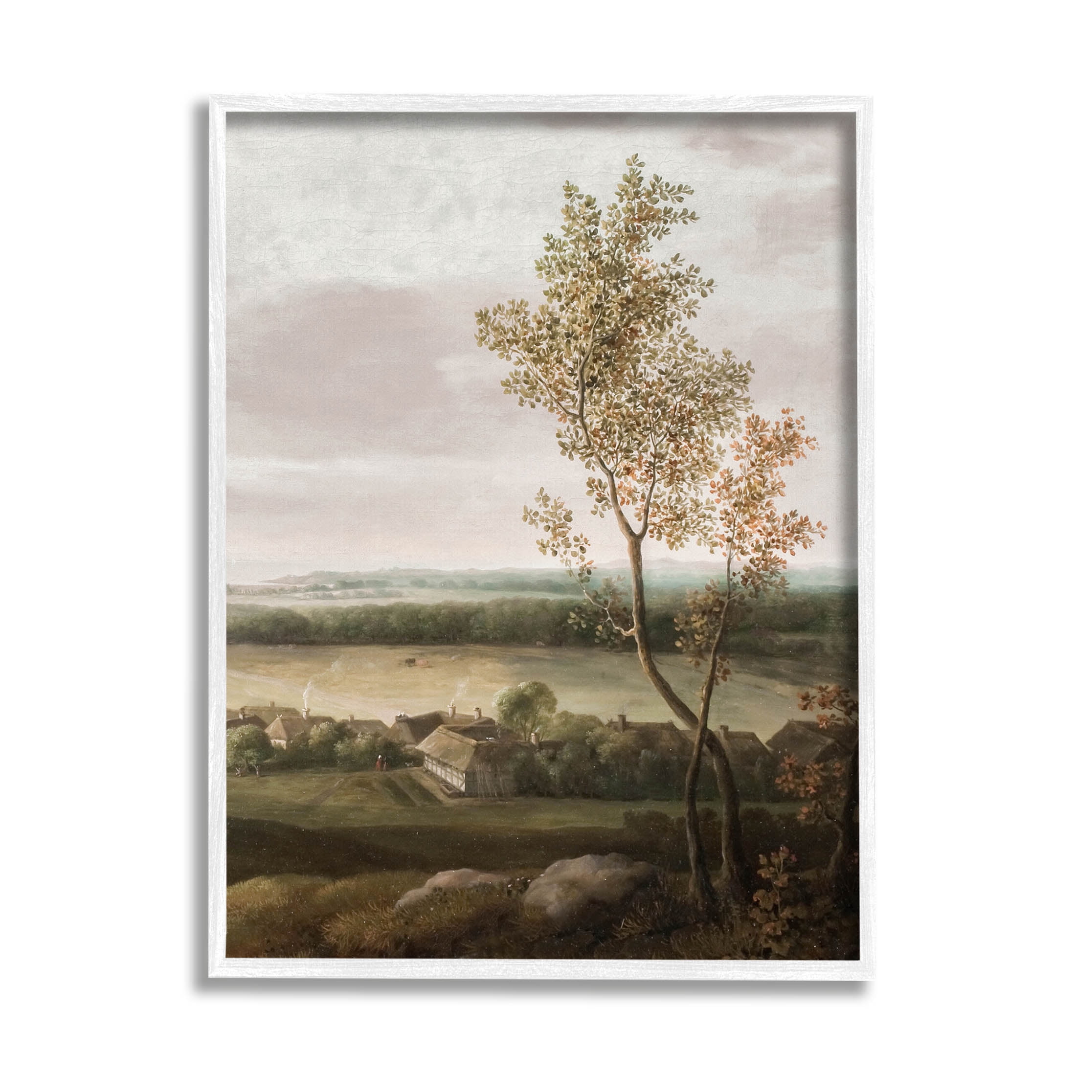 Classic Coastal House Nature Painting Landscape Painting White Framed Art Print Wall Art