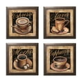 thumbnail image 1 of Classic Coffee Cups; Mocha, Cappuccino, Espresso, and Java Set; Kitchen Decor; 4-12x12" Brown Framed Posters, 1 of 3