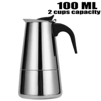 Classic Coffee Pot,Coffee Maker for Brewed Cafeteras Stovetop Espresso American Style,2~12 Cups(100~600 ML), Stainless Steel-Option Style 1 (100ML)