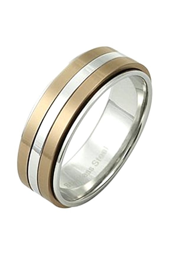 Classic Coffee Spinner Ring Stainless Steel Minimalist Anti-Anxiety Band Unisex Fantasy Forge Jewelry