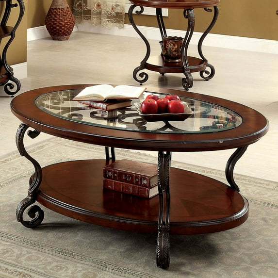 Classic Coffee Table With Metal Combination And Ornate Details Traditional Style