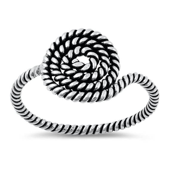 Classic Coiled Rope Ring .925 Sterling Silver Band Jewelry Female Male Unisex Size 6