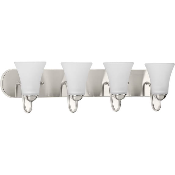 Classic Collection Four-Light Brushed Nickel Etched Glass Traditional Bath Vanity Light