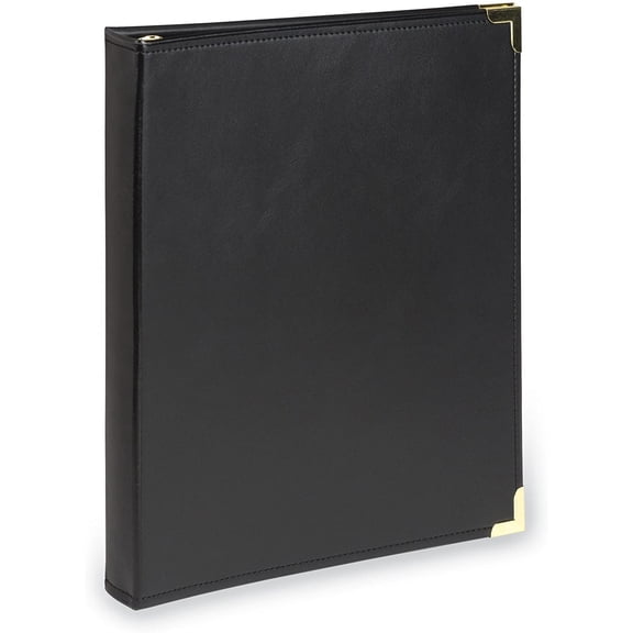 Classic Collection Leather 3 Binder, Executive Presentation Portfolio, 0.5 Inch (Holds 100 Sheets), Brass Round ,