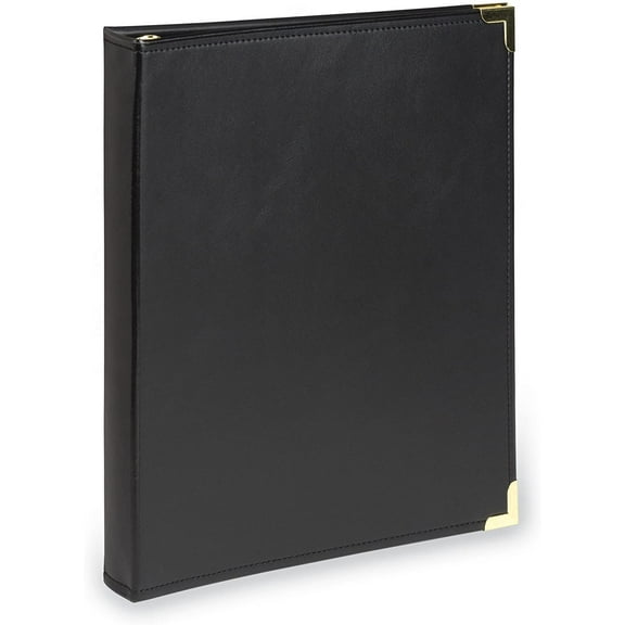 Classic Collection Leather 3 Ring Binder, Executive Presentation Portfolio, 0.5 Inch (Holds 100 Sheets), Brass Round Ring,