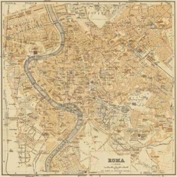 Classic Collections PDXCC2422LARGE Mapa Di Roma 1898 Poster Print by Lorenzo Fiore, 24 x 24 - Large