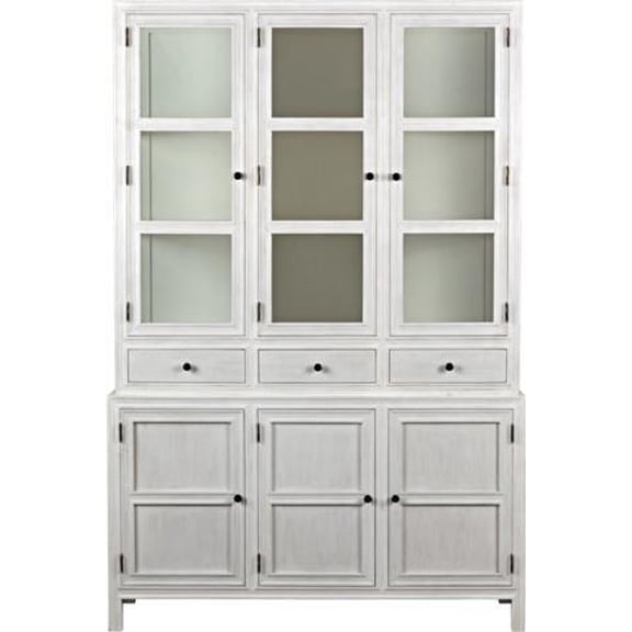 Classic Colonial White Wash Hutch in Mahogany