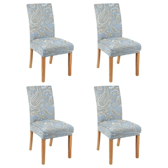 Classic Colorful Paisley Vintage Dining Chair Covers Set of 4 Bohemian Floral Ethnic Retro Pattern Washable Polyester Stretch Slipcovers Removable Protector for Elegant Dining Room