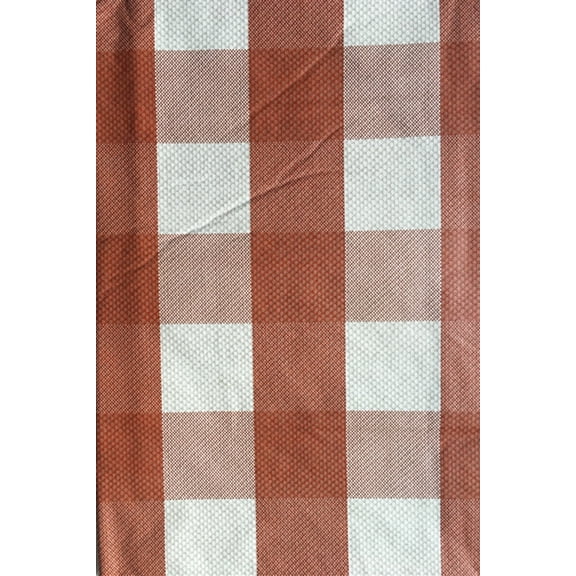 Classic Colors Checkered Vinyl Flannel Backed Tablecloth (Brown/Orange, 52" x 90" Oblong)