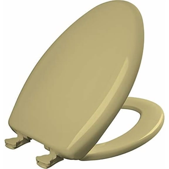 Classic Colors Slow Close Toilet Seat, Easy Clean Hinges and Durable Plastic Seat, Made in USA, Elongated, Harvest Gold
