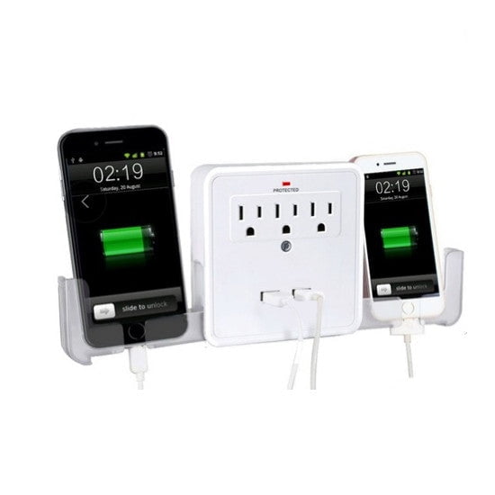 ! Classic Combo Wall Adapter W/3 AC Outlets W/Surge And Dual USB Ports To Charge Your Gadgets