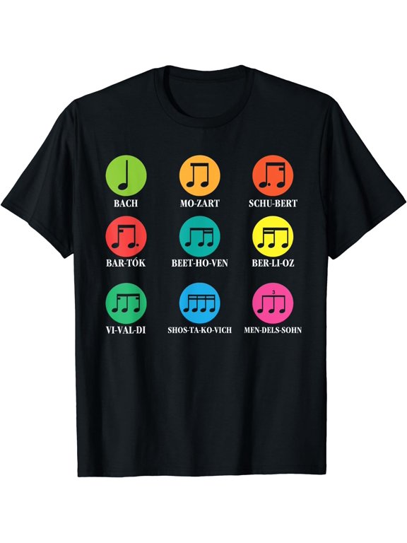 Classic Composers Classical Music Musical Notes T-Shirt Black X-Large