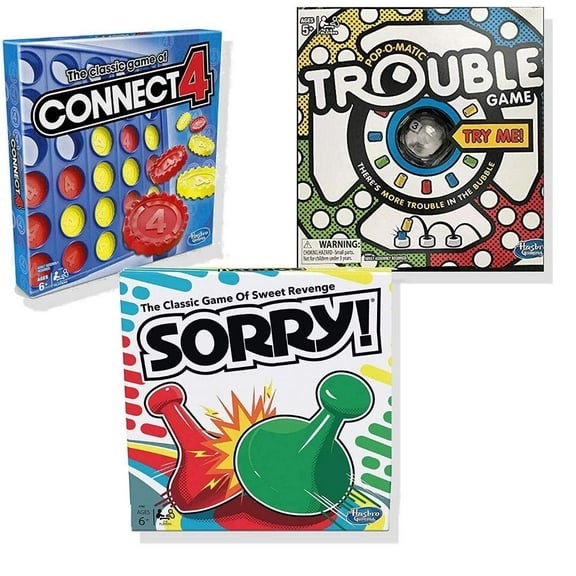 Classic Connect 4, Classic Sorry!, & Classic Trouble [Exclusively Bundled by Brishan]