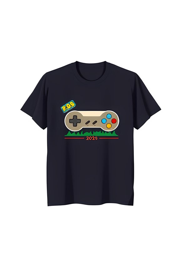 Classic Controller T-Shirt Dark Blue Tee with Retro Design & '2025' Graphic