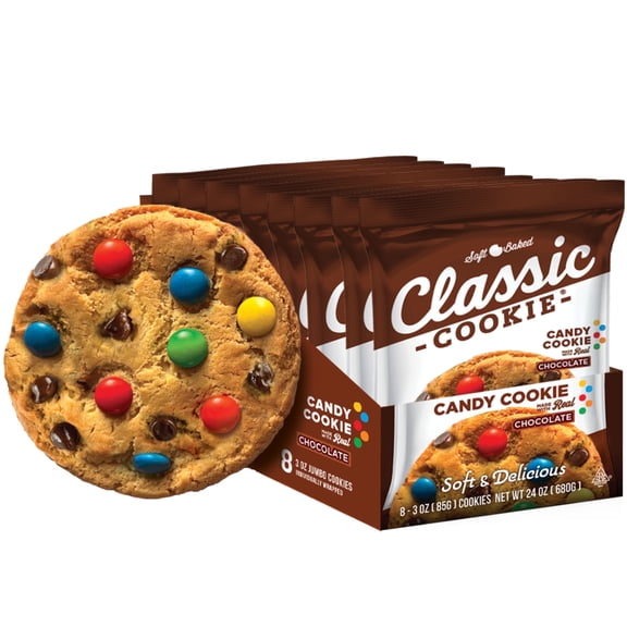 Classic Cookie 3oz Chocolate Chip Candy Soft Baked Cookies, 8 Count, 3oz