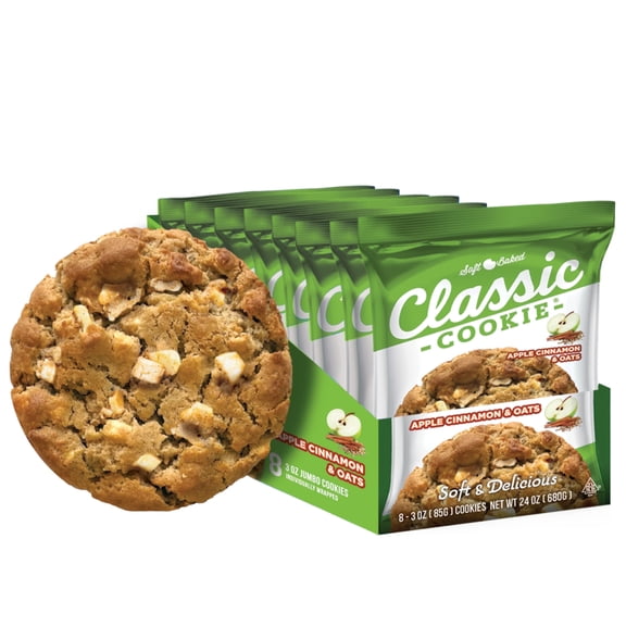 Classic Cookie Apple Cinnamon and Oats Soft Baked Cookies, 8 Count, 3oz