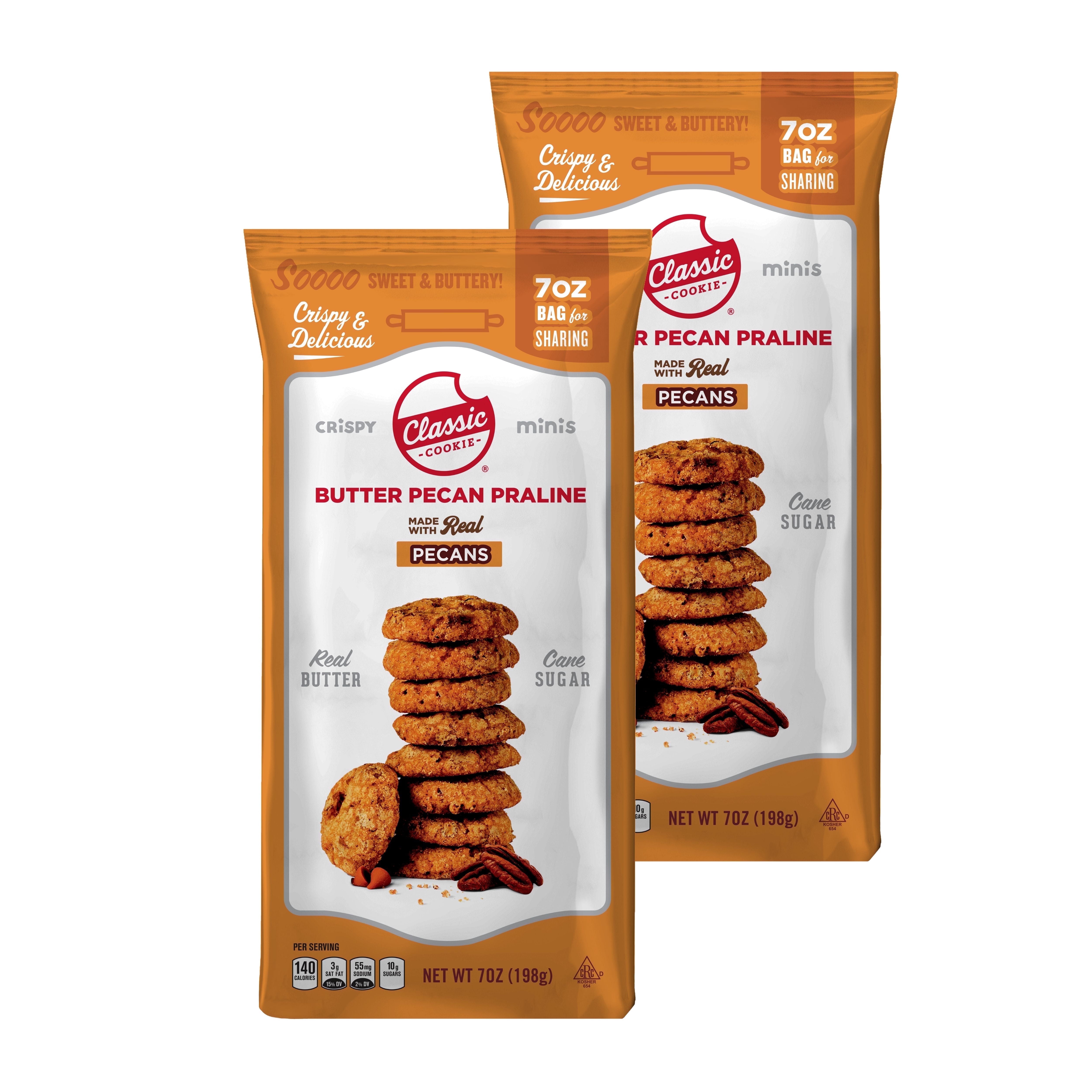 Classic Cookie, Crispy Mini Cookies, Butter Pecan Praline 7oz, 2 Bags