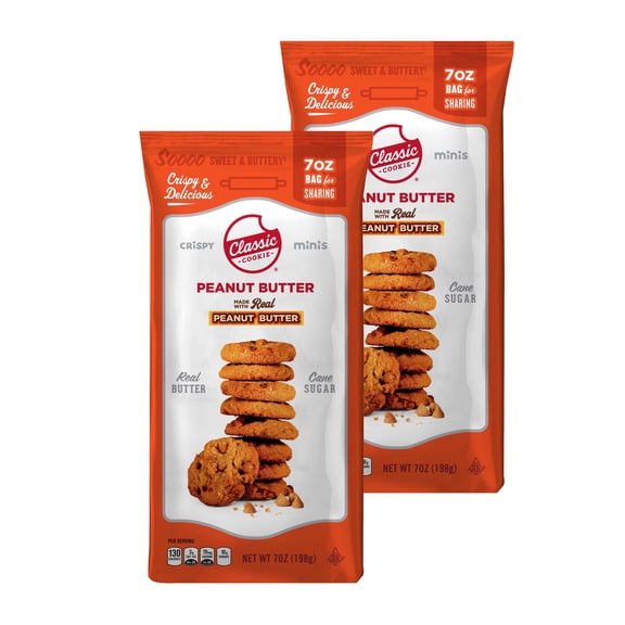 Classic Cookie, Crispy Mini Cookies, Peanut Butter 7oz, 2 Bags