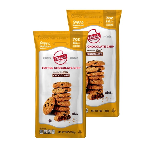 Classic Cookie, Crispy Mini Cookies, Toffee Chocolate Chip 7oz, 2 Bags