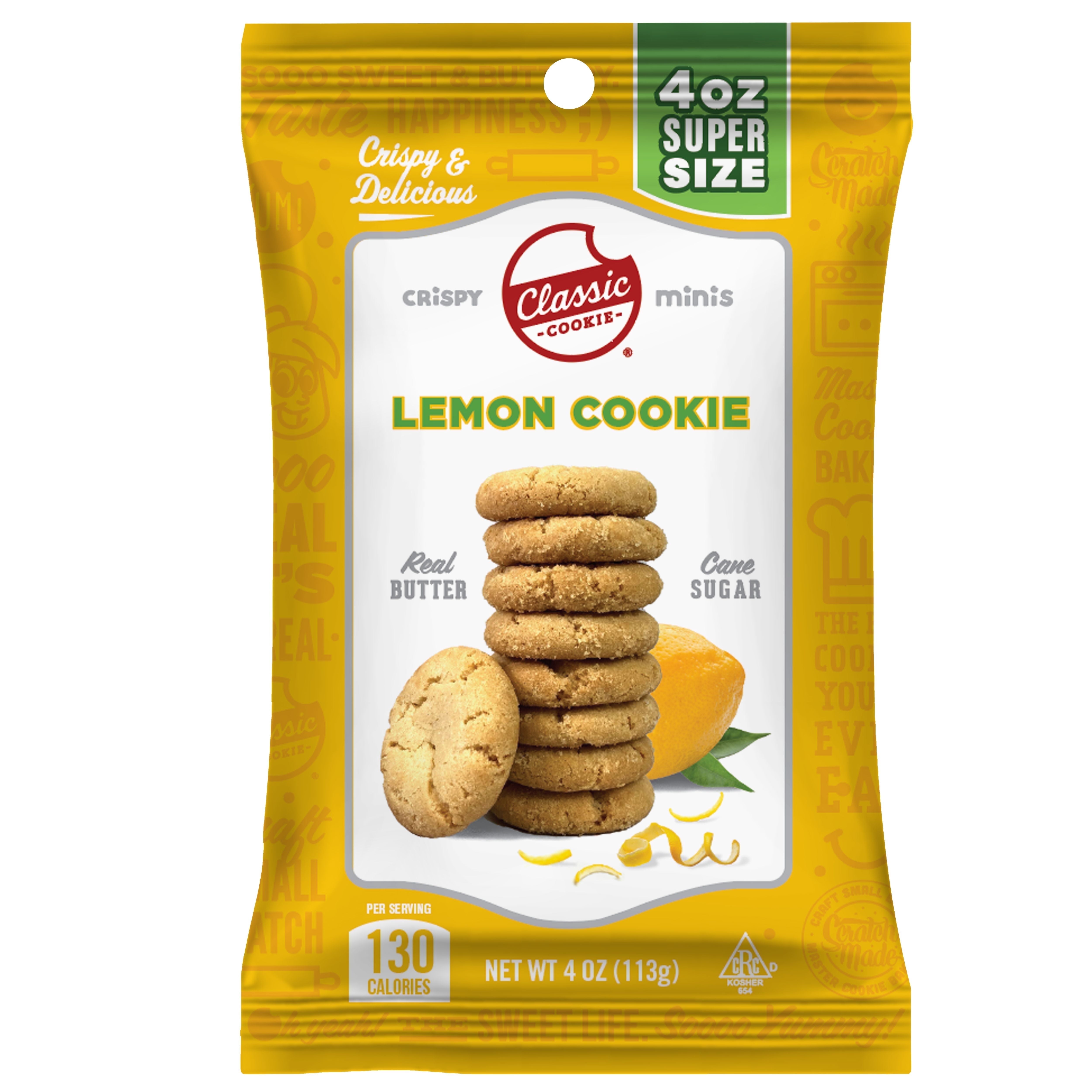 Classic Cookie Lemon Crispy Mini Cookies, 24 Count, 4oz Bags