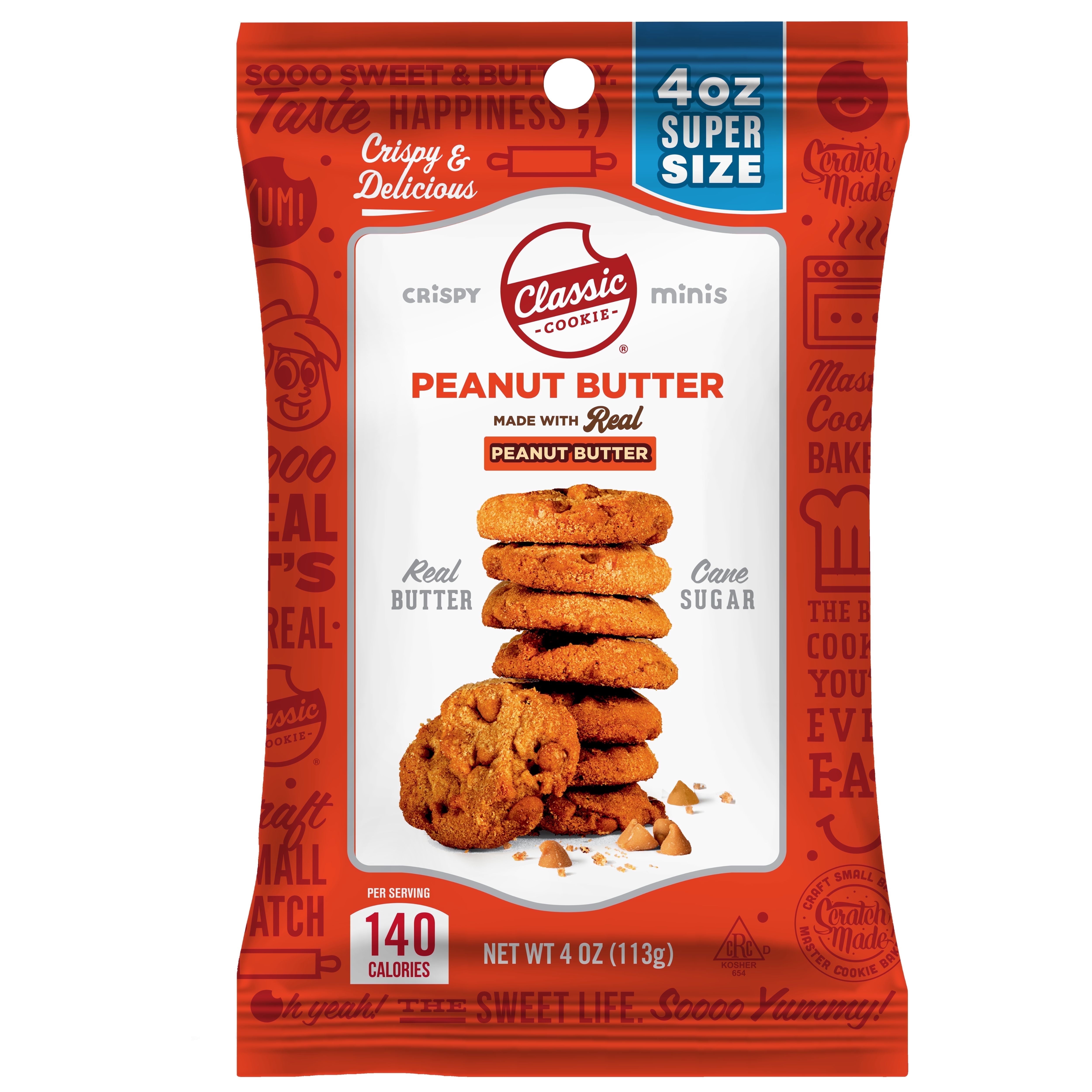 Classic Cookie Peanut Butter Crispy Mini Cookies 24 Count, 4oz Bags