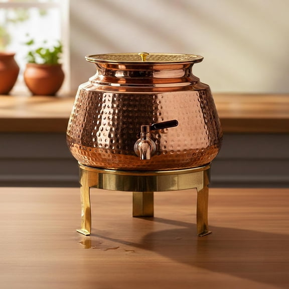 Classic Copper 5 Litres Hammered Pure with Stand and Tap Water Dispenser