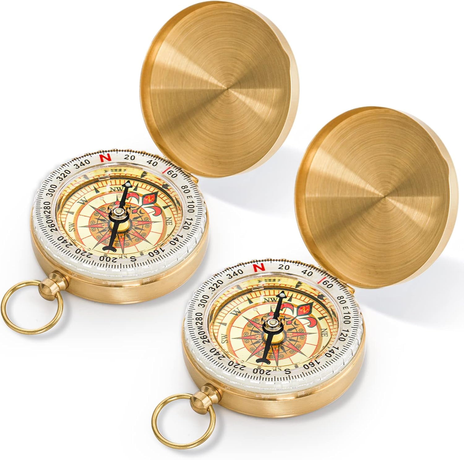 Classic Copper Clamshell Glow in The Dark Military Survival Gear Compass - Waterproof Luminous Compass for Hiking, Camping, Hunting, Climbing