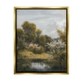 thumbnail image 1 of Classic Cottage Backyard Pond Landscape Painting Metallic Gold Framed Art Print Wall Art, 1 of 6