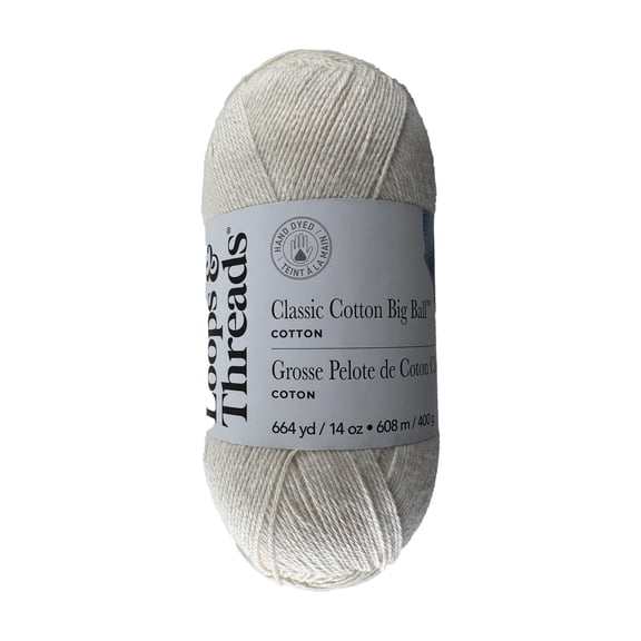 Classic Cotton Big Ball Solid Yarn by Loops & Threads â€“ Medium 100% Cotton - Extra-Large 14 oz Skein for Knitting - Crochet & Crafts - Chiffon